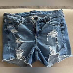 Distressed Blue Denim Shorts